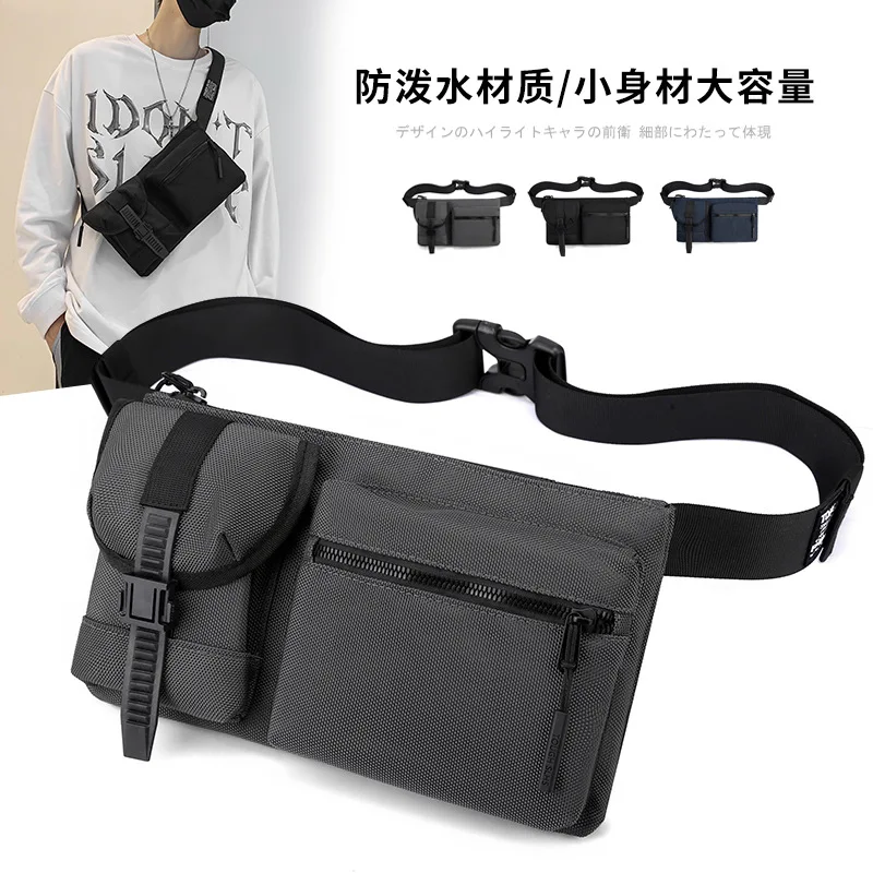 Trendy Brand Oblique Ku men's Bags Han Edition men's Chest Package Bag bag Outdoor Sports Pockets Hip Hop Trend