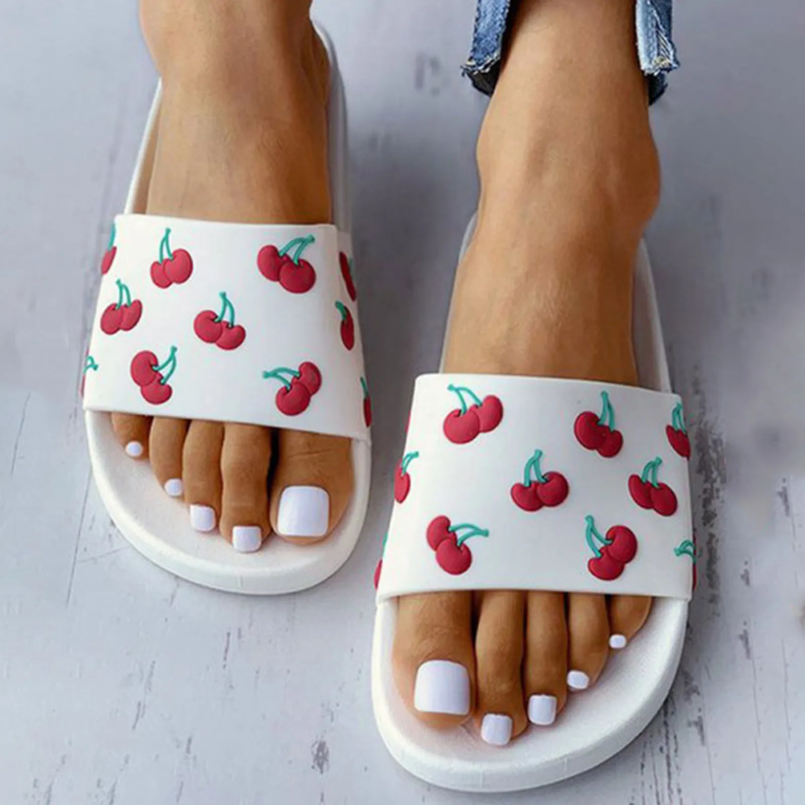 

2022 Shoes Fashion Women Flat Slippers Printed Casual Home Sandals Indoor Anti-slip Slides Female Summer Footwear New Flip Flops