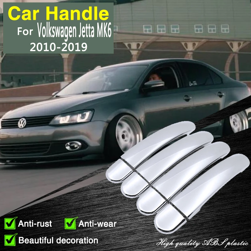 

for Volkswagen Jetta MK6 Vento Pyeonghwa Zunma 2010~2019 Chrome Door Handle Cover Car Accessories Stickers Cap Rustproof Catch
