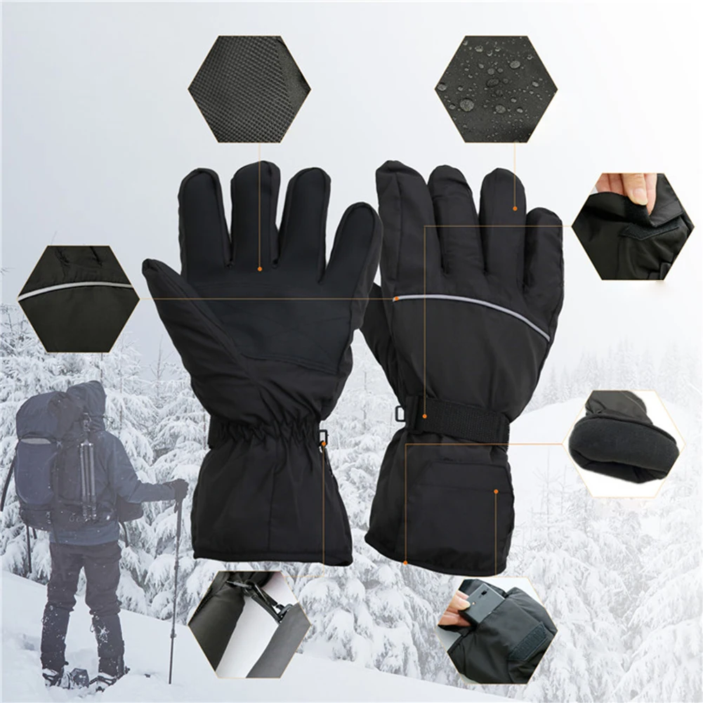 

31*28*1cm Heated Gloves Riding Gloves Black Cold Protection Mountaineering Gloves Outdoor Racing Ski Warm 1 Pair