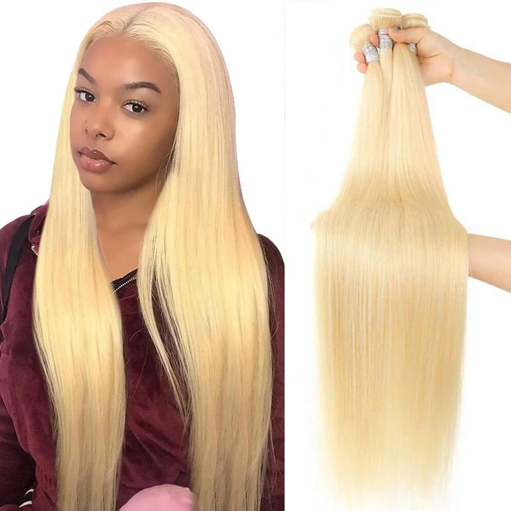 

Brazilian Virgin Human Hair Weave Straight 613 Honey Blonde 3 4 Bundles With HD Transparent Lace Closure Frontal