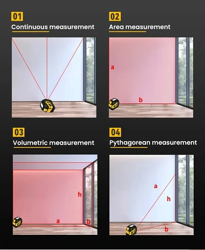 Лазерный дальномер 2-в-1 с USB-зарядкой 131ft/262ft измерительная лента 16FT ЖК-дисплей