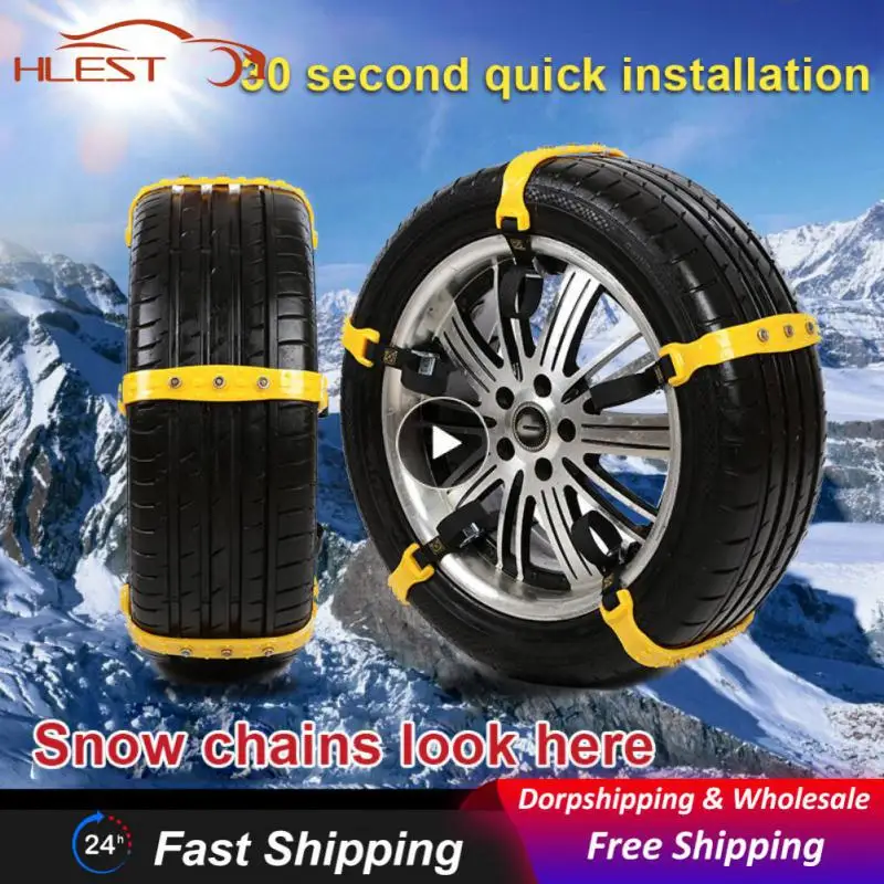 

Thickened Oxford Car Emergency Tire Chains Yellow Durable Skidproof Chains Portable Car Snow Tire Chain Belt Car Accessory