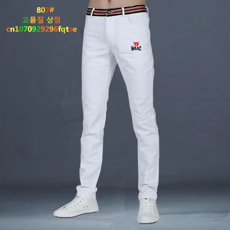 

Men's Spring and Autumn New High Quality Pants Waist Stripe Golf Pants Men's Casual Straight Tube Cotton Pants