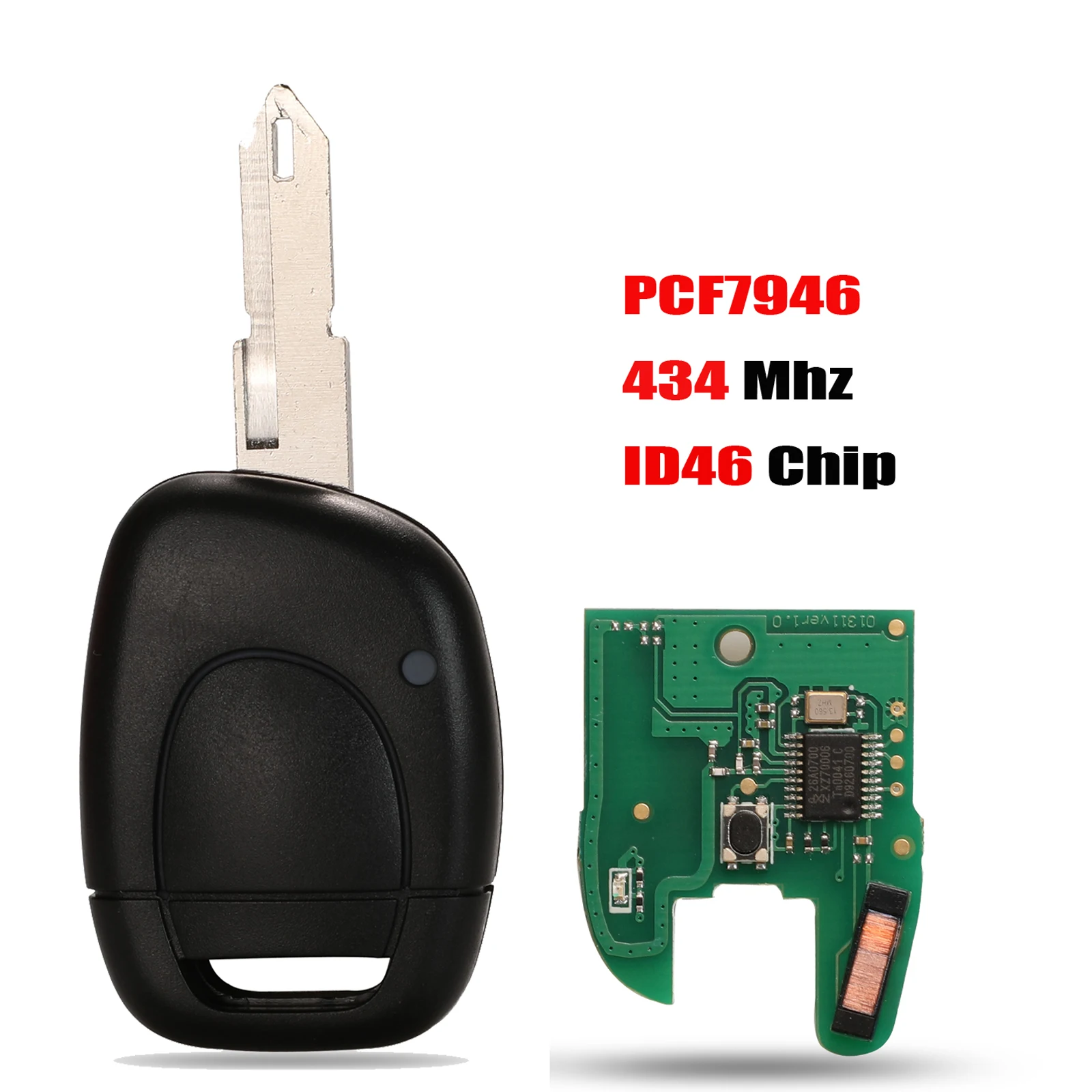 

jingyuqin 1 Кнопка автомобилей дистанционного ключа управления для Renault Master Kangoo Clio Twingo VAC102 Лезвие PCF7946 ID46 Чип 433MHZ
