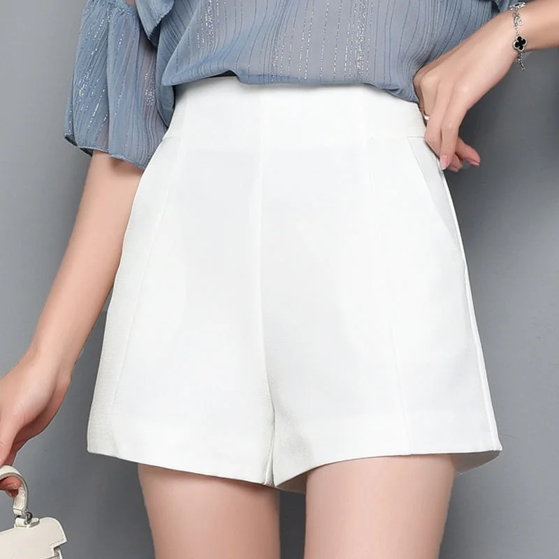

White Spandex Shorts Women Summer New High Waist Thin Loose Wide Legs Suit Casual Pants Boho Cheap Clothes China Korean Fashion