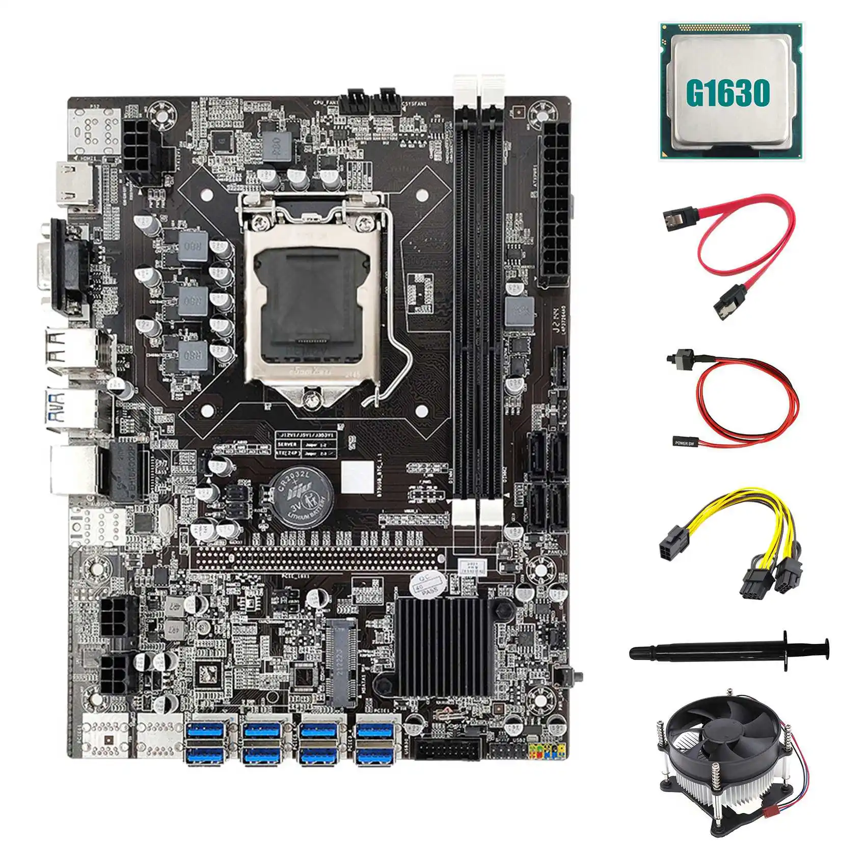 

Материнская плата B75 ETH Miner 8xusb + G1630 ЦП + 6Pin до Dual 8Pin кабель + вентилятор + термопаста + кабель SATA + коммутационный кабель материнская плата