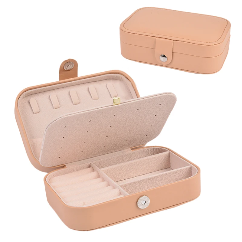 

Double-Layer Travel Jewelry Organizer Box Storage Case Girl Portable PU Leather Earring Ring Necklace Jewellery Case Organizer