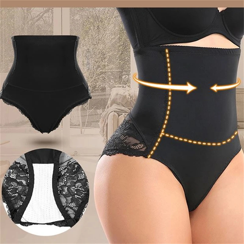 

Women Body Shaper Slimming Briefs Tummy Control Seamless Butt Lifter Lace Thong Panty High Waist Trainer Shapewear Panties