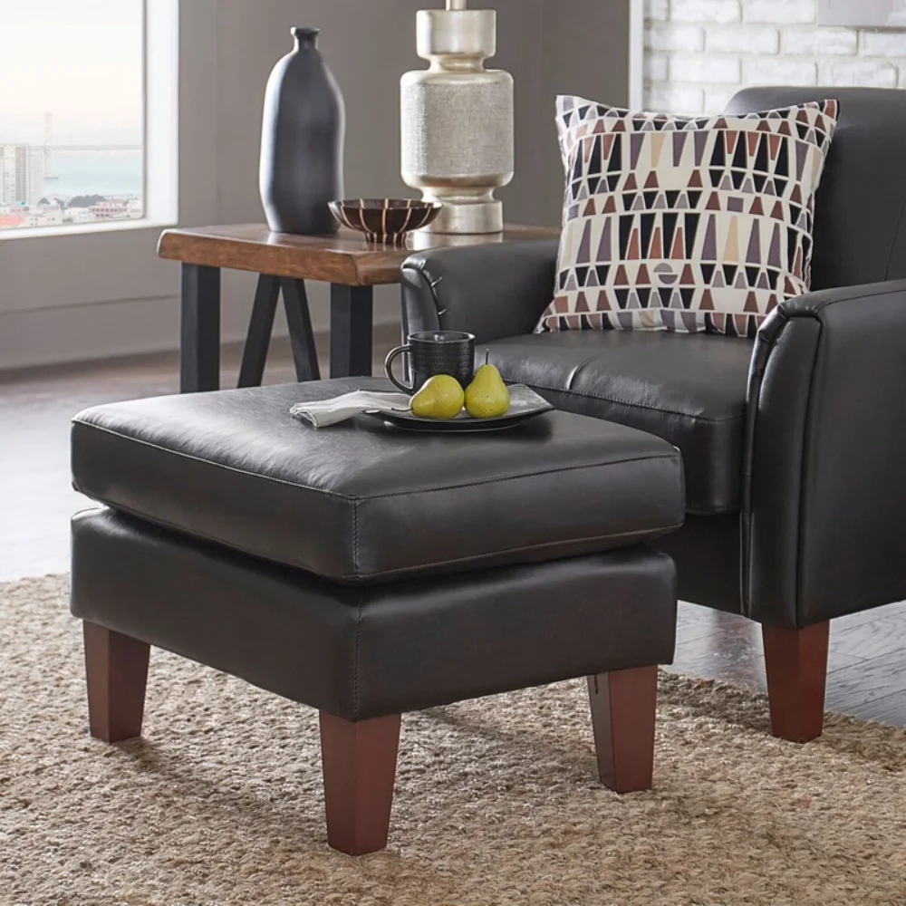 

Weston Home Tribeca Living Room Upholstered Ottoman, Chocolate Vinyl