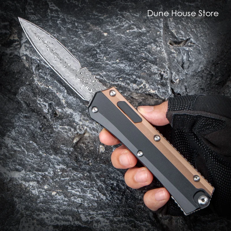 

GK Series Damascus Blade Micro OTF Tech Knife GLY KON Pocketknives Tactical EDC Self Defense Pocket Knife A41