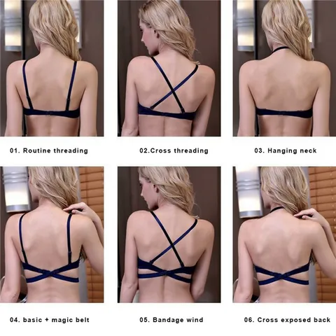 Sexy Push Up Bra For Women Backless Bras Low Cut Plunge Brassiere Open Back Wedding Underwear Invisible Seamless Deep U Lingerie