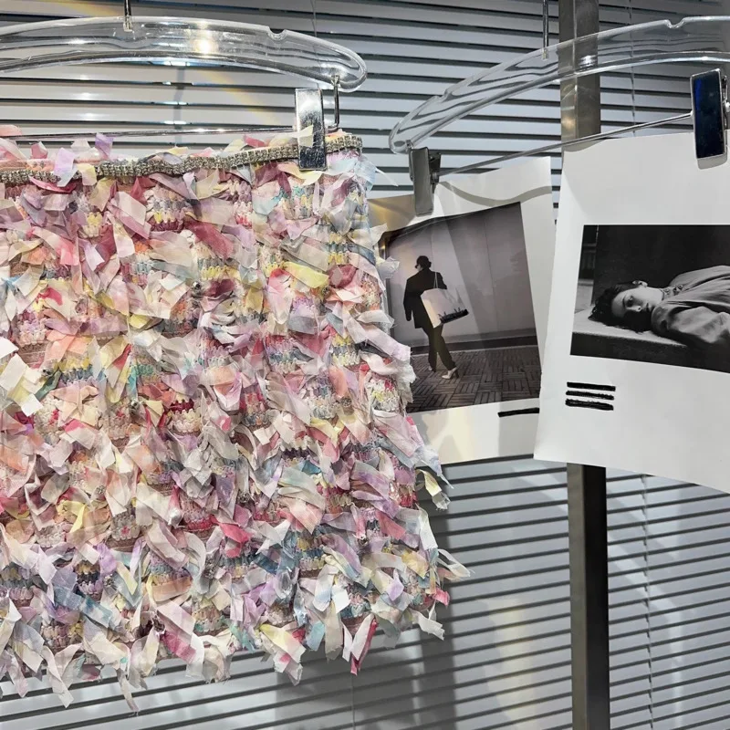 Женский комплект с блестящими ромбовидными юбками DEAT стильный облегающий жилет