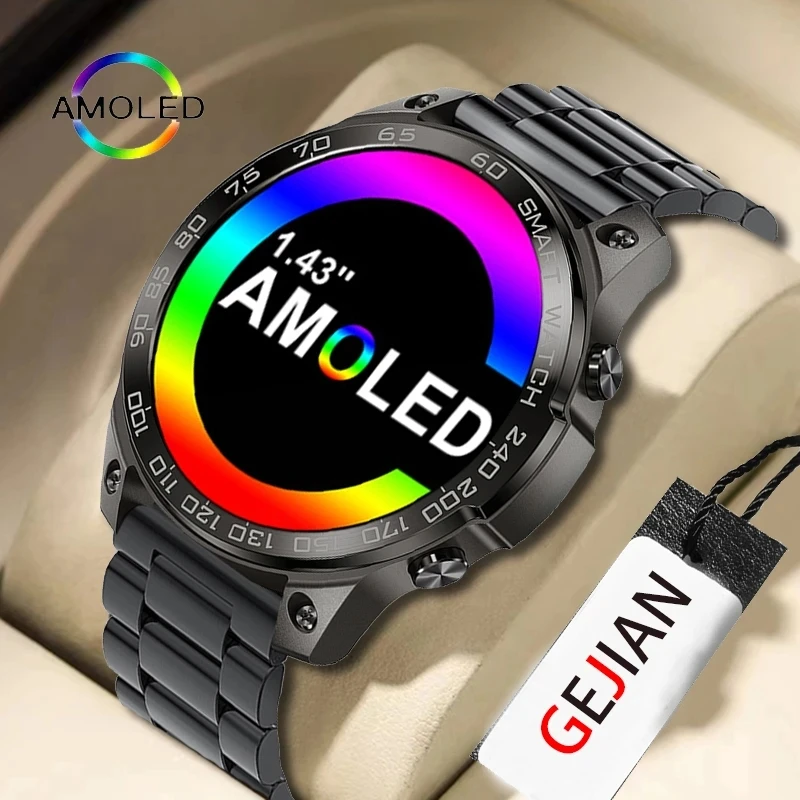 

2023 neue NFC Smart Uhr Männer AMOLED HD Bildschirm Immer Display Die Zeit Bluetooth Anruf IP68 Wasserdichte SmartWatch Frauen F