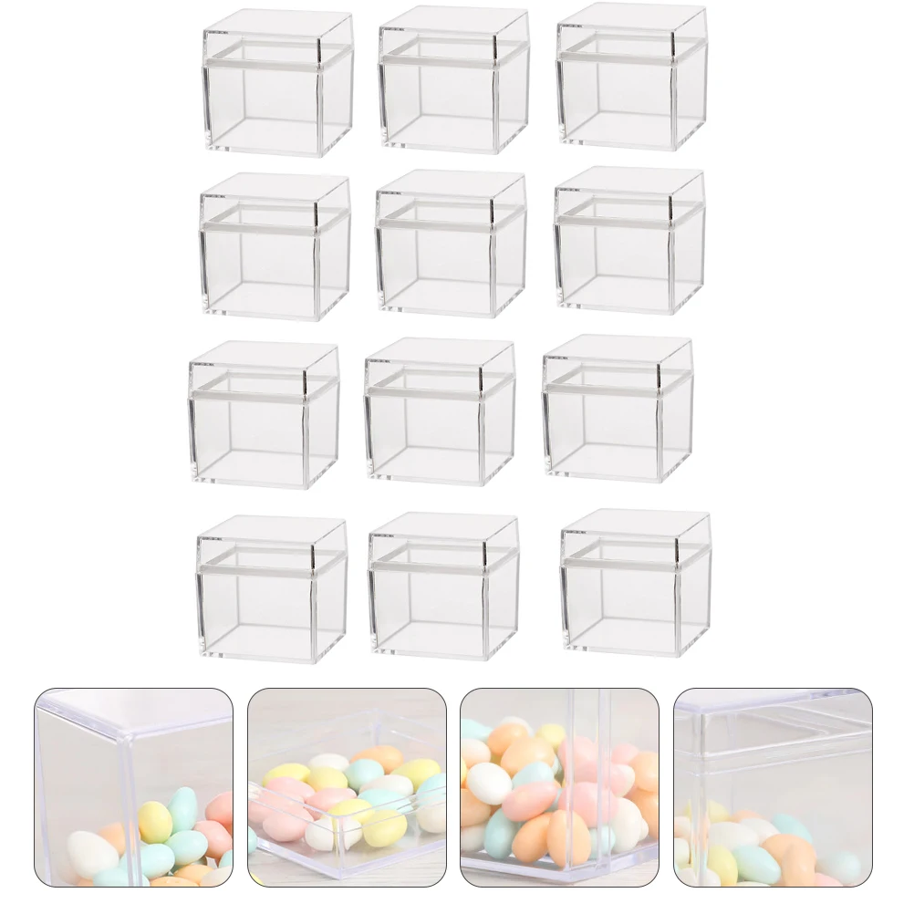 

Dividers Candy Organizer Lid Box Boxes Acrylic Wedding Small Square Cube With Containers Display Favor Plastic Container Clear