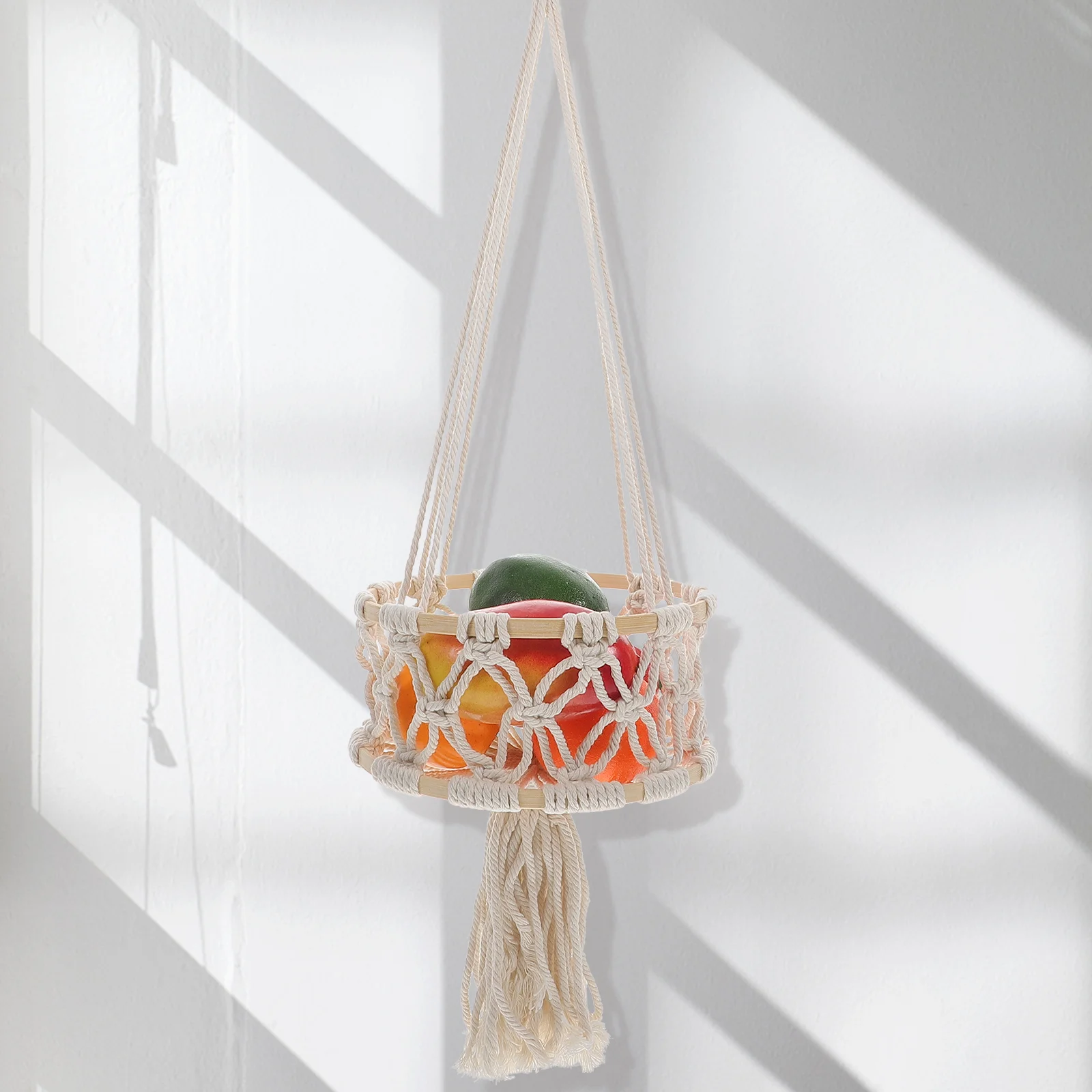 

Woven Storage Basket Hanging Fruit Baskets Kitchen Produce Decorative Bohemian Fruits Kids Toy Holder