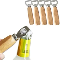 25pcs wooden bottle opener beer wine opener bartender bottle opener rubber wood handheld home party kitchen gadgets bar tools
