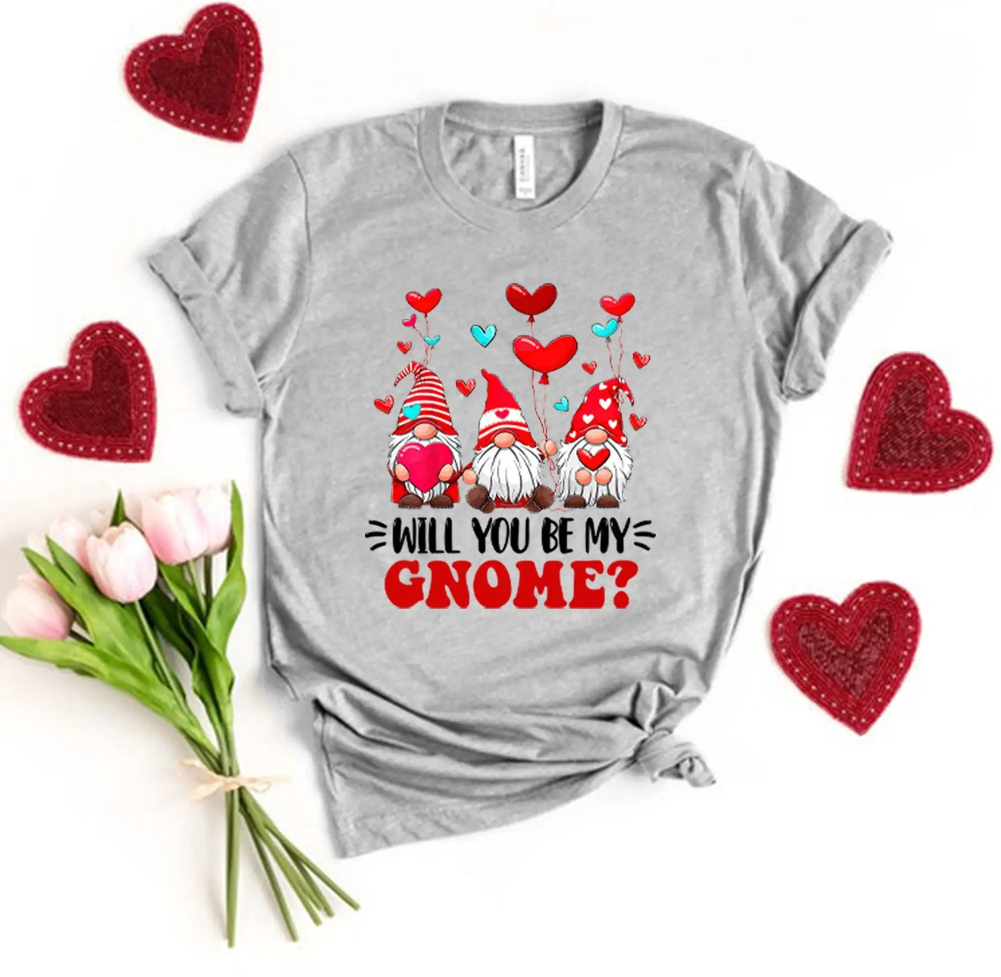 Женская футболка с надписью You Be My Gnome на День Св. Валентина