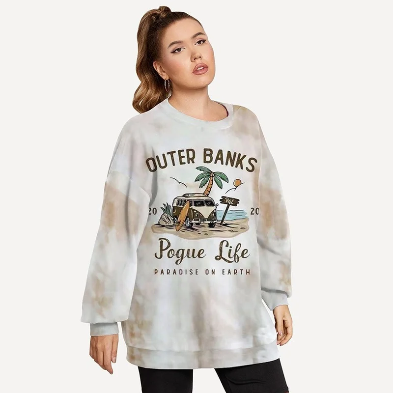 Толстовка женская с круглым вырезом и принтом в виде автомобиля |