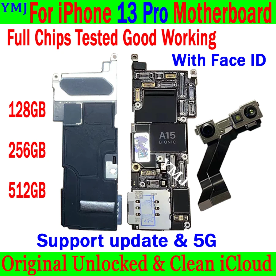 

128GB/256GB/512GB For iPhone 13 Pro Motherboard With Face ID,Original Unlocked No icloud logic board Full chips Tested Good Work