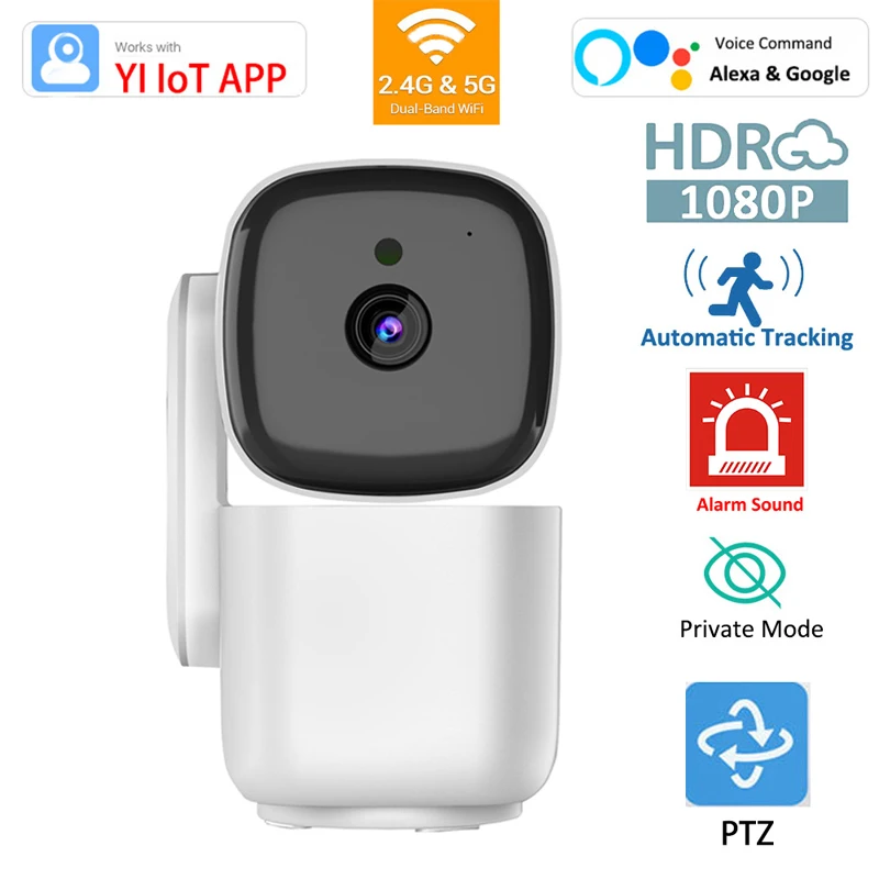 

2.4G 5G WiFi Baby Monitor 1080P Wireless Protection Auto Tracking PTZ Alexa Google YIIOT Cloud Security CCTV Camera Monitoring
