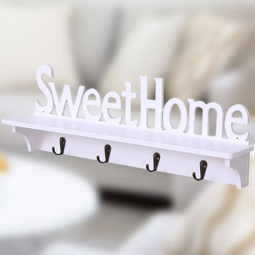 

Creative Keychain Organizer Sweet Home Wall Mounted Rack Wall Door Hanger Hook Storage Rack for Coat Hat Clothes Key (White)