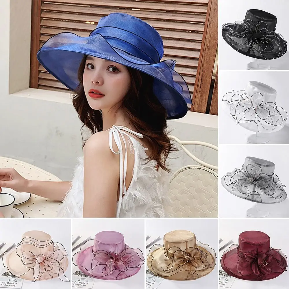 

Summer Breathable Outdoor Large Brim Sun Hat Sunscreen Cap Beach Hat Organza Hat