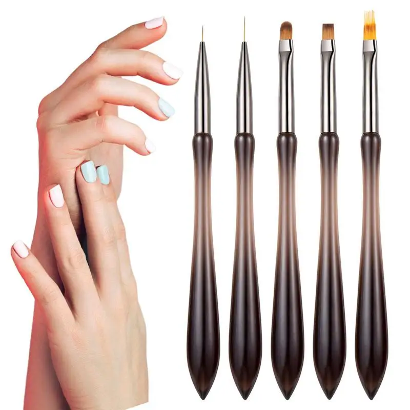 

Набор кистей для рисования ногтей 5 штук женские кисти для дизайна ногтей с эргономичной ручкой инструменты для точечных ногтей ручка для р...