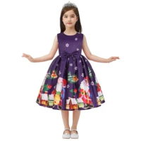 2022 girls christmas dress princess print dress european and american new year childrens variety of printed holiday themed part