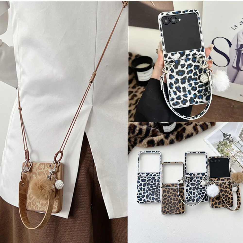 Корейский роскошный чехол с меховым шариком и леопардовым принтом для телефона