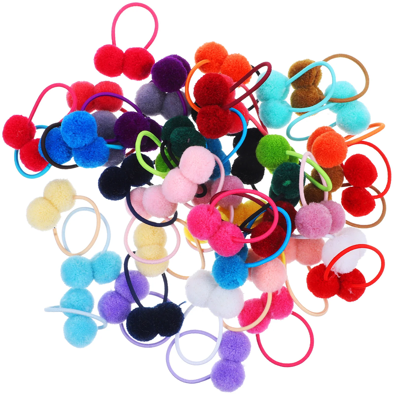 

48 pcs Fluffy Ball Hair Ties Kids Elastic Ponytail Holder Pompom Ball Girl Hair Ties