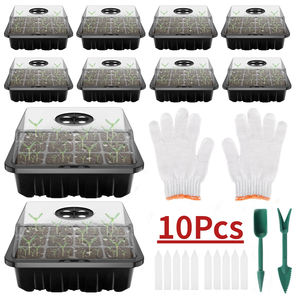 

10Pcs Plastic Nursery Pot 12 Holes Seed Grow Planter Box Seedling Starter Kit Garden Seed Pot Tray plant Seedling Tools for Seed