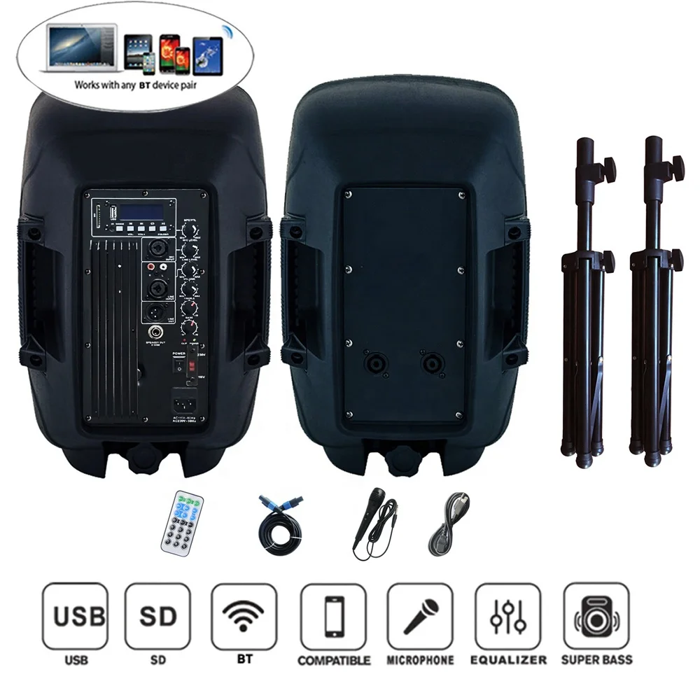 800 Вт 2-полосная акустическая система PA 2x8 дюймов профессиональная аудиосистема BT