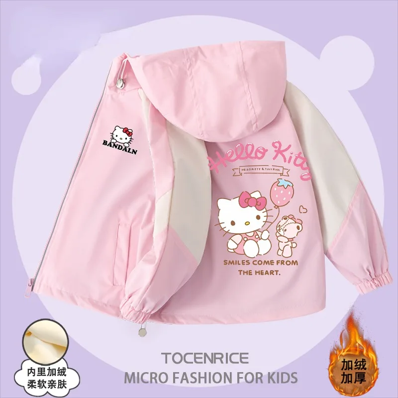 Новая флисовая Детская куртка Sanrio с милым рисунком Hello Kitty из анимационного