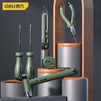 deli tool blackgraygreen 3 color household sets soft handle pliershammerknives multifunction electrician repair hand tools