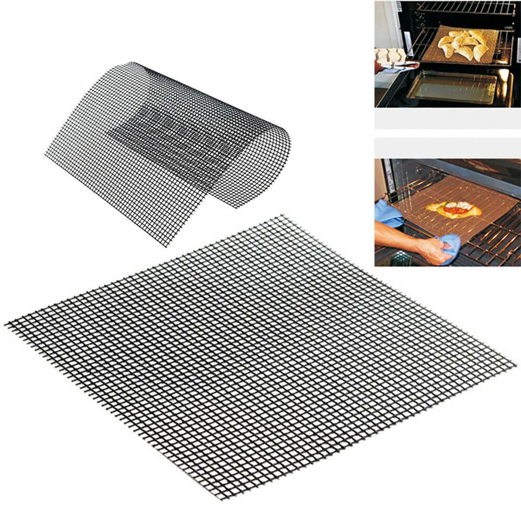 

New 1PC Non-stick Barbecue Mesh Mat Reusable Heat Resistance BBQ Baking Net Pad Kitchen Cooking Smoker BBQ Mat Liner Accessorie