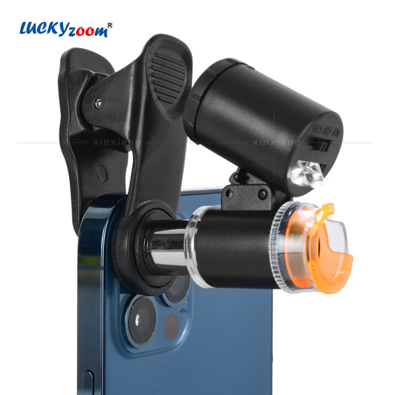 

Universal Clip 60X LED Microscope for Mobile Phone Illuminated Smartphone Magnifier Loupe Pocket Microscopio UV Vergrootglas