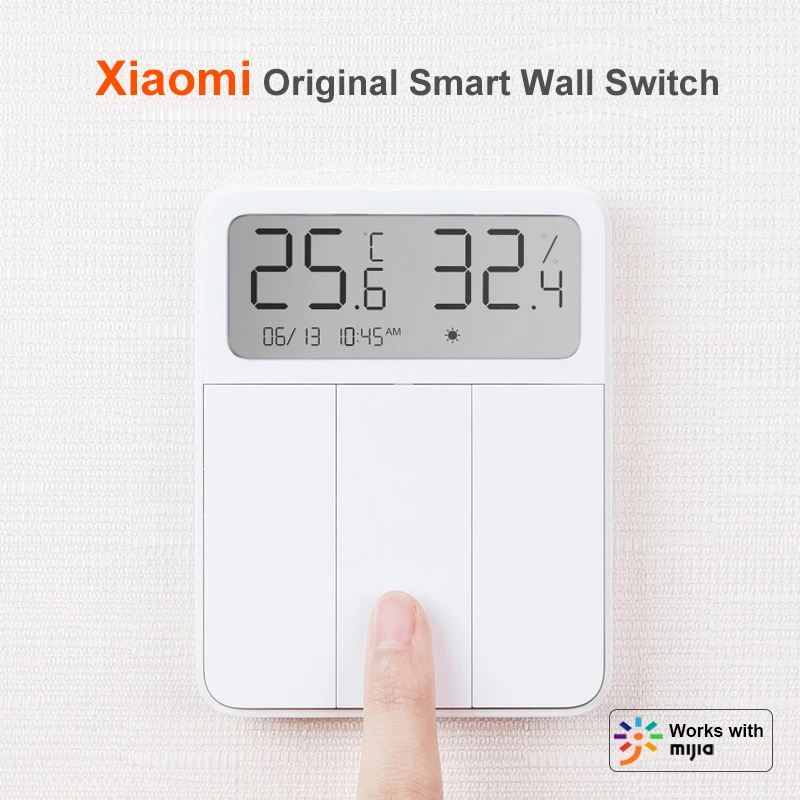 

Origina Xiaomi Mijia Smart Wall Switch 3/2/1 Keys with Screen Display Temperature Humidity Wireless Remote Control for Mi Home