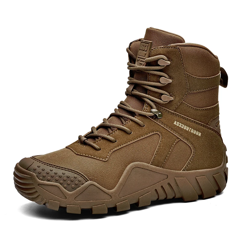 HIKEUP Men‘s Winter Boots Outdoor Wild Practice Field Combat Military Sport  Men Walking Shoes Warm Trekking Leather Boots