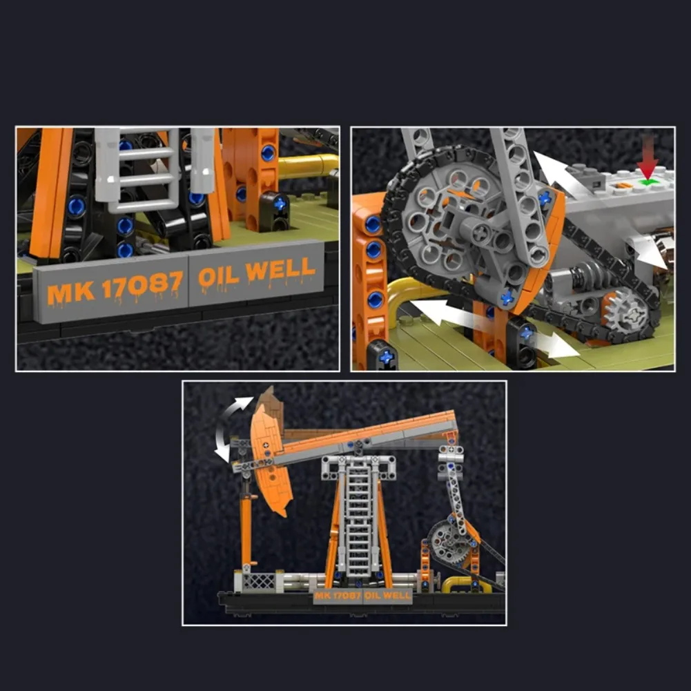 Фото MOLD KING 17087 Масляная колодец Модель Технология MOC Engineering 840 шт. Строительные блоки Игрушка с электродвигателями №3