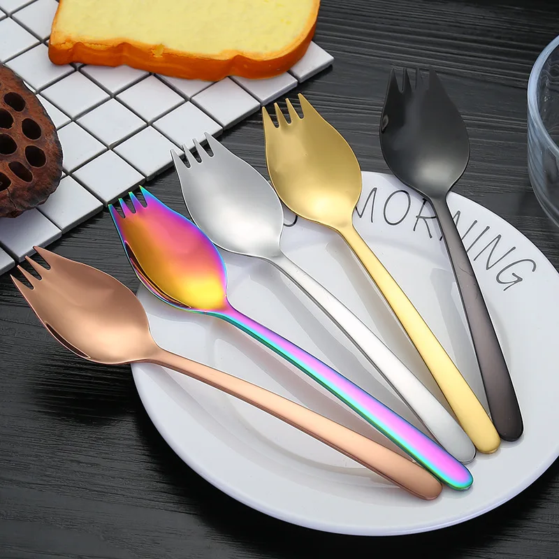 

Stainless Steel Salad Spaghetti Fork Children Snacks Fruit Dessert Forks Spoon Kitchen Lunch Buffet Tableware Bento Accessories