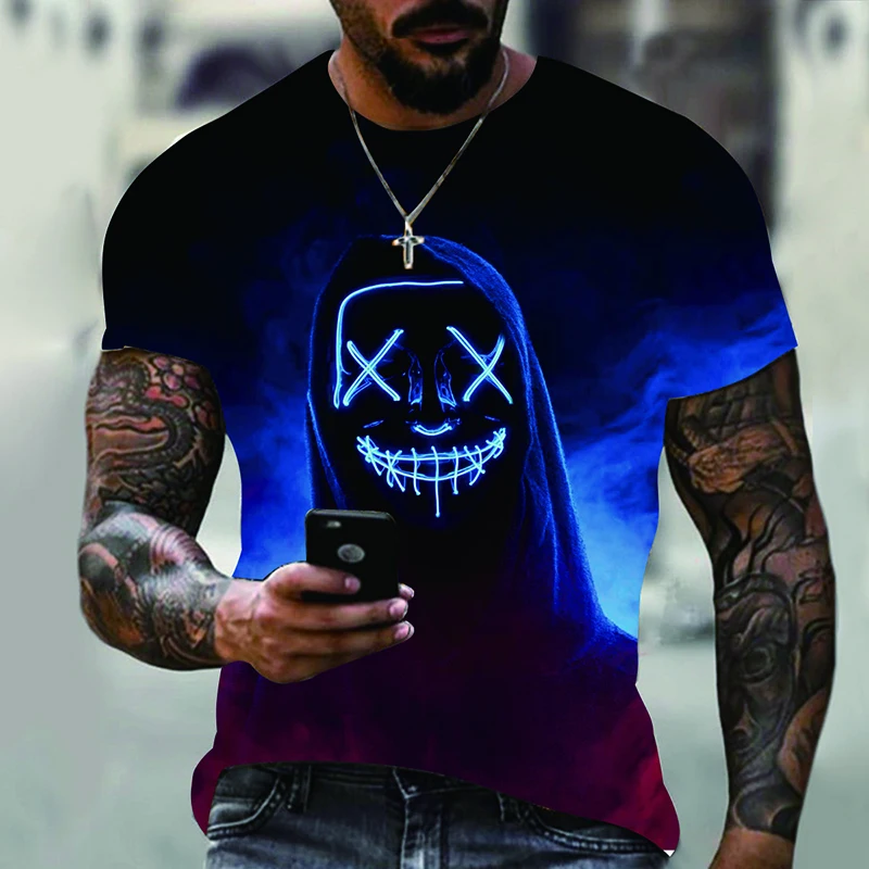 

Men's Hot Sale Short Sleeve Summer 3D Print Pattern T Shirt Casual Street Pullover Men's Loose O Neck Shirt Camisetas