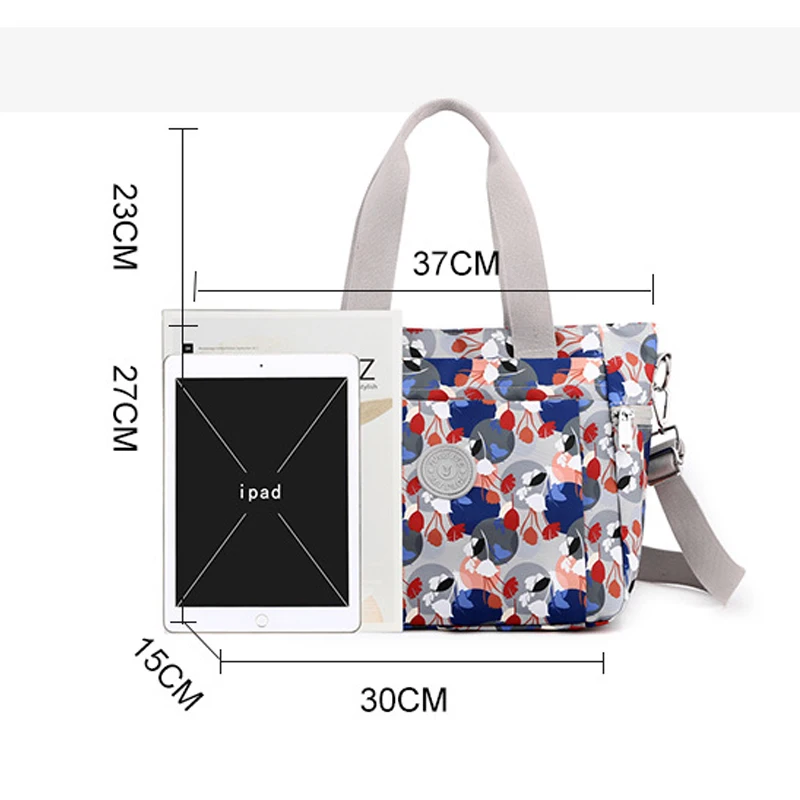 Women Shoulder Bag Large Floral Heavy Duty Classic Handbag Waterproof Nylon Bag Shopping School Casual Tote Over Shoulder Bag