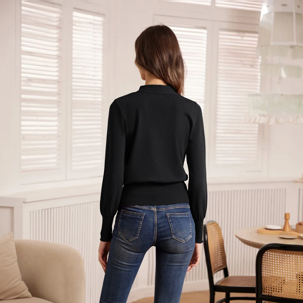 Женский пуловер с бантом GRACE KARIN классический свитер V-образным вырезом и длинным