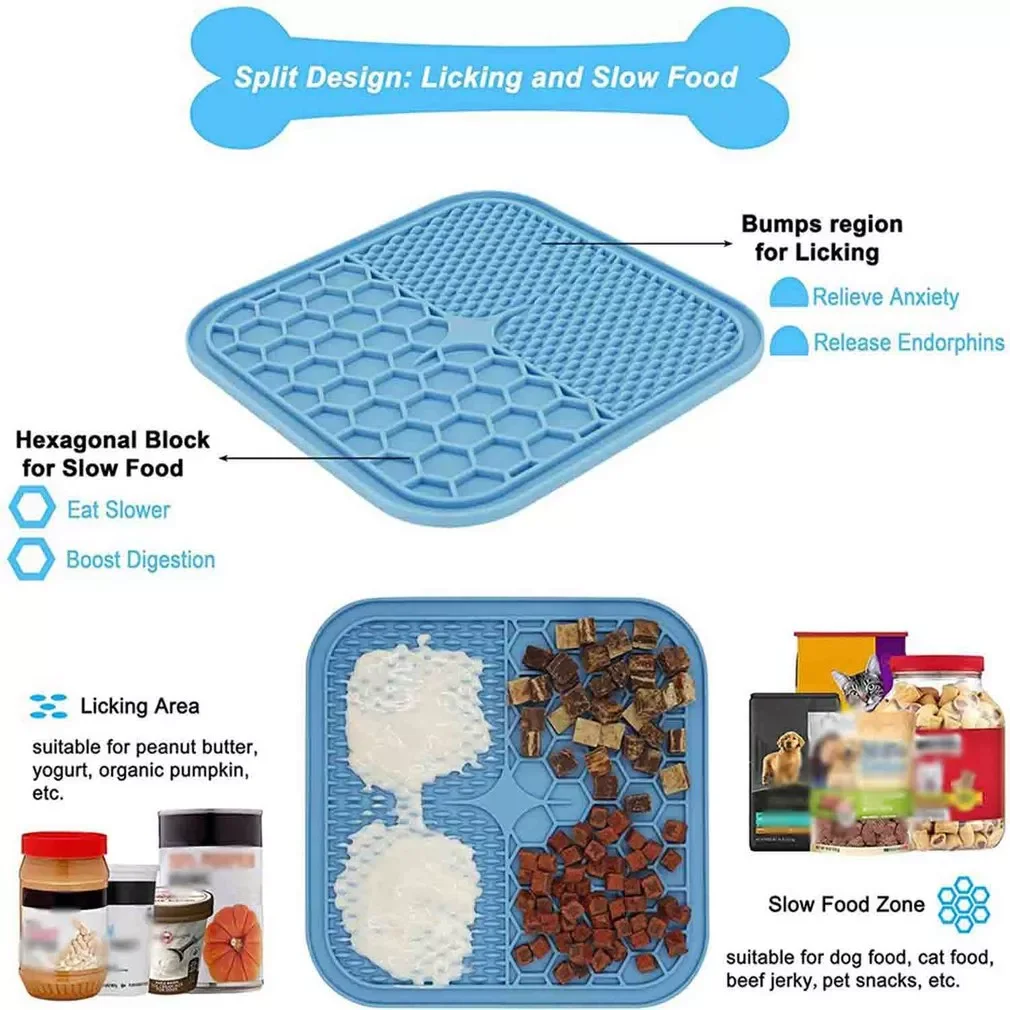 

2022New Dogs Cats Lick Pad Slower Feeder Mat New Pet Dog Feeding Food Bowl Feeding Lick Pad Dog Slow Feeders Treat Dispensing To