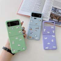 cartoon cute scattered animals phone case for samsung galaxy z flip 3 z flip 4 hard pc back cover for zflip3 zflip4 case shell
