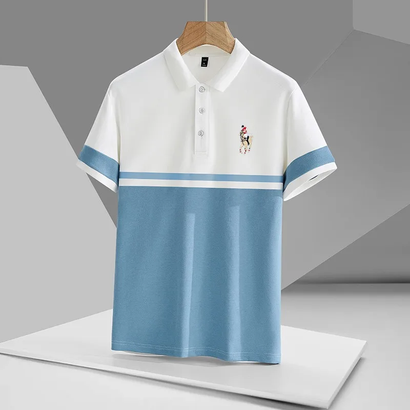 

Мужская летняя рубашка-поло с коротким рукавом и вышивкой