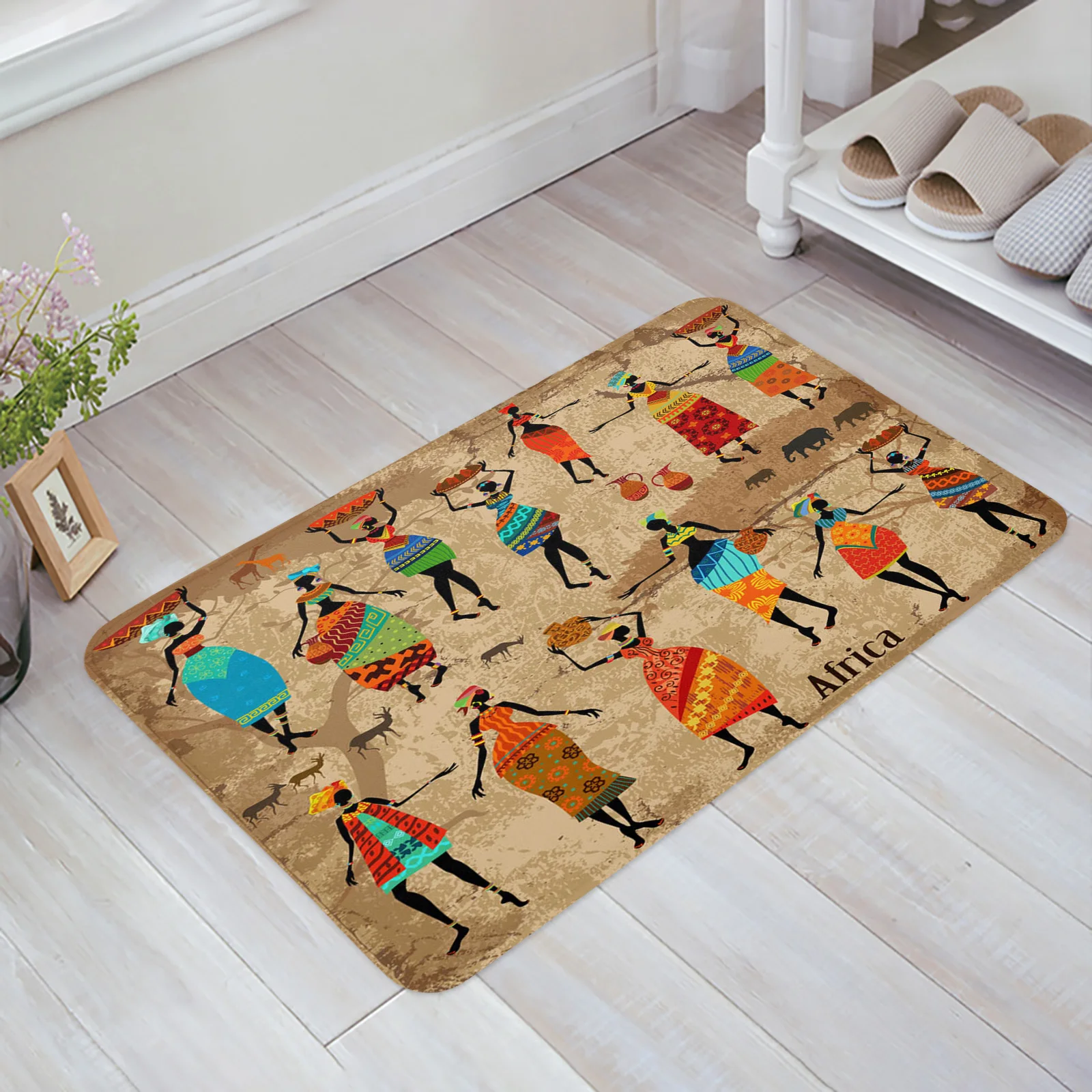 

Танцевальный коврик для входной вазы в этническом стиле для африканской женщины, современный домашний кухонный ковер для спальни, напольны...