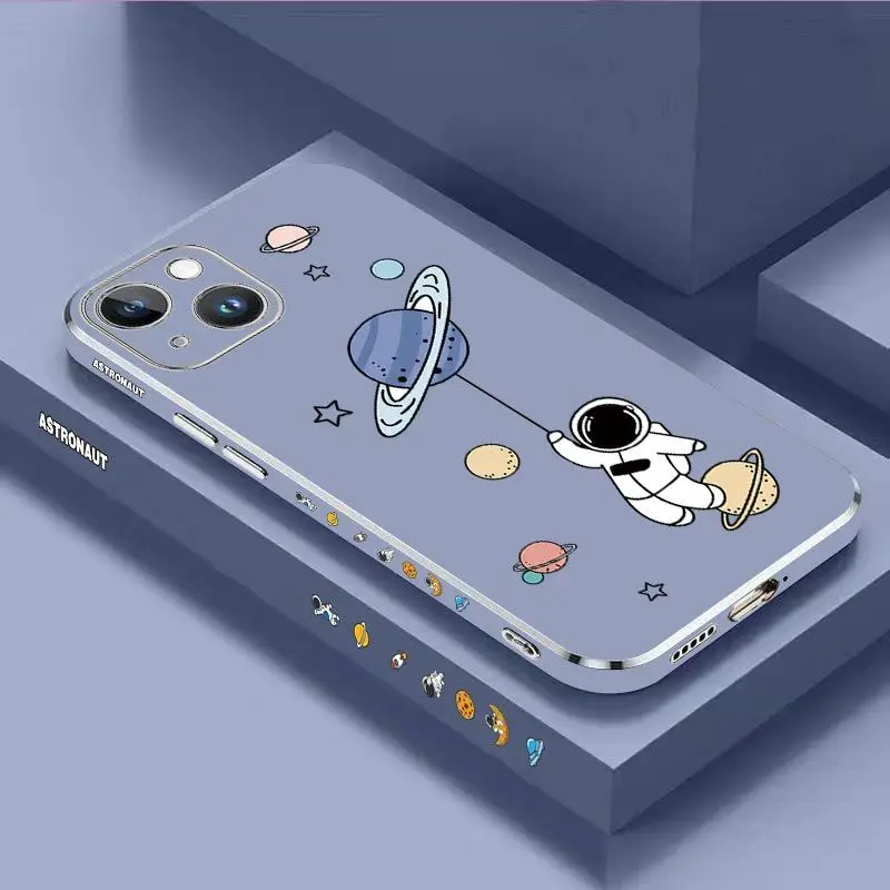 Interstellar Space Flyers Luxury Plating Phone Case For iPhone 14 13 12 11 Plus Pro Max Mini X XR XS SE2020 8 7 6 6S Plus Cover