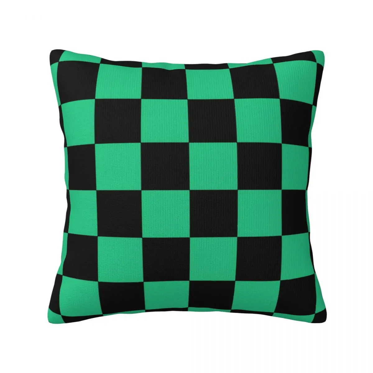 

Tanjiro Kamado Green And Black Plaid Pattern Pillow Case Demon Slayer Spring Universal Pillowcase Polyester Hugging Zipper Cover